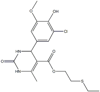 2-(ethylsulfanyl)ethyl 4-(3-chloro-4-hydroxy-5-methoxyphenyl)-6-methyl-2-oxo-1,2,3,4-tetrahydro-5-pyrimidinecarboxylate Struktur