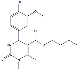 butyl 4-(4-hydroxy-3-methoxyphenyl)-1,6-dimethyl-2-oxo-1,2,3,4-tetrahydro-5-pyrimidinecarboxylate Struktur