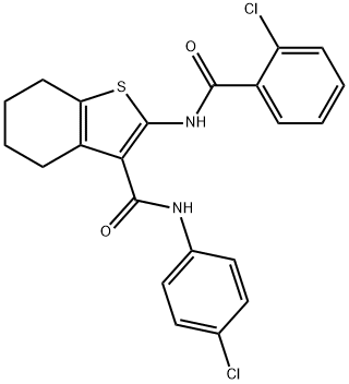 2-[(2-chlorobenzoyl)amino]-N-(4-chlorophenyl)-4,5,6,7-tetrahydro-1-benzothiophene-3-carboxamide Struktur