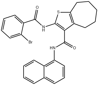 2-[(2-bromobenzoyl)amino]-N-(1-naphthyl)-5,6,7,8-tetrahydro-4H-cyclohepta[b]thiophene-3-carboxamide Struktur