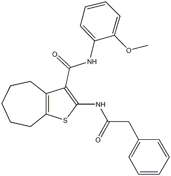 N-(2-methoxyphenyl)-2-[(phenylacetyl)amino]-5,6,7,8-tetrahydro-4H-cyclohepta[b]thiophene-3-carboxamide Struktur