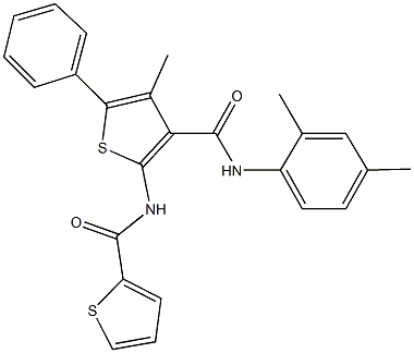 N-{3-[(2,4-dimethylanilino)carbonyl]-4-methyl-5-phenyl-2-thienyl}-2-thiophenecarboxamide Struktur