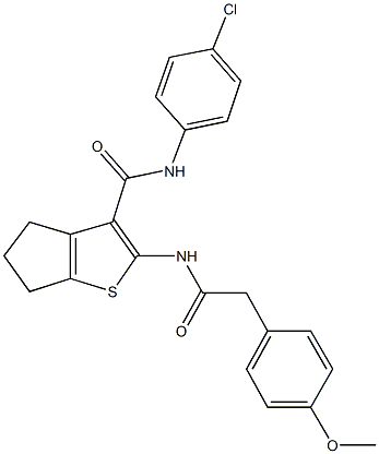 N-(4-chlorophenyl)-2-{[(4-methoxyphenyl)acetyl]amino}-5,6-dihydro-4H-cyclopenta[b]thiophene-3-carboxamide Struktur