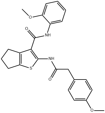 N-(2-methoxyphenyl)-2-{[(4-methoxyphenyl)acetyl]amino}-5,6-dihydro-4H-cyclopenta[b]thiophene-3-carboxamide Struktur