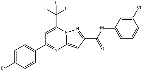 5-(4-bromophenyl)-N-(3-chlorophenyl)-7-(trifluoromethyl)pyrazolo[1,5-a]pyrimidine-2-carboxamide Struktur