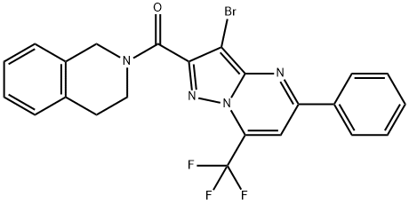 2-{[3-bromo-5-phenyl-7-(trifluoromethyl)pyrazolo[1,5-a]pyrimidin-2-yl]carbonyl}-1,2,3,4-tetrahydroisoquinoline Struktur