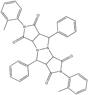 2,7-bis(2-methylphenyl)-5,10-diphenyltetrahydropyrrolo[3,4-c]pyrrolo[3',4':4,5]pyrazolo[1,2-a]pyrazole-1,3,6,8(2H,3aH,5H,7H)-tetrone Struktur