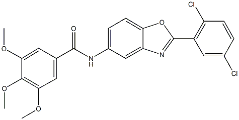 N-[2-(2,5-dichlorophenyl)-1,3-benzoxazol-5-yl]-3,4,5-trimethoxybenzamide Struktur