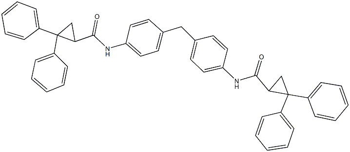 N-[4-(4-{[(2,2-diphenylcyclopropyl)carbonyl]amino}benzyl)phenyl]-2,2-diphenylcyclopropanecarboxamide Struktur