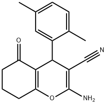 2-amino-4-(2,5-dimethylphenyl)-5-oxo-5,6,7,8-tetrahydro-4H-chromene-3-carbonitrile Struktur