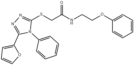 2-{[5-(2-furyl)-4-phenyl-4H-1,2,4-triazol-3-yl]sulfanyl}-N-(2-phenoxyethyl)acetamide Struktur