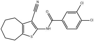 3,4-dichloro-N-(3-cyano-5,6,7,8-tetrahydro-4H-cyclohepta[b]thien-2-yl)benzamide Struktur