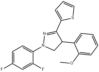 1-(2,4-difluorophenyl)-4-(2-methoxyphenyl)-3-(2-thienyl)-4,5-dihydro-1H-pyrazole Struktur