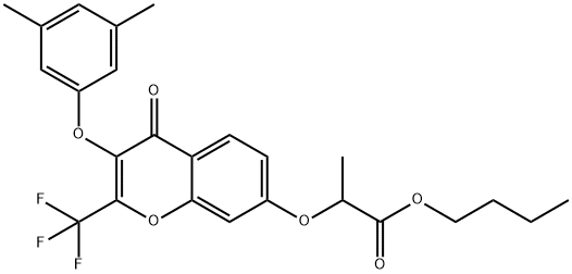 butyl 2-{[3-(3,5-dimethylphenoxy)-4-oxo-2-(trifluoromethyl)-4H-chromen-7-yl]oxy}propanoate Struktur