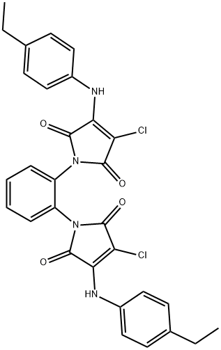 3-chloro-1-{2-[3-chloro-4-(4-ethylanilino)-2,5-dioxo-2,5-dihydro-1H-pyrrol-1-yl]phenyl}-4-(4-ethylanilino)-1H-pyrrole-2,5-dione Struktur