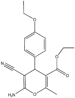 ethyl 6-amino-5-cyano-4-(4-ethoxyphenyl)-2-methyl-4H-pyran-3-carboxylate Struktur