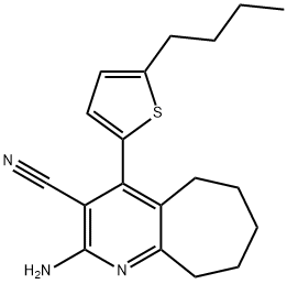 2-amino-4-(5-butyl-2-thienyl)-6,7,8,9-tetrahydro-5H-cyclohepta[b]pyridine-3-carbonitrile Struktur