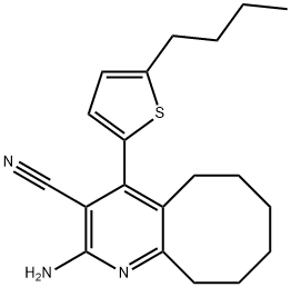 2-amino-4-(5-butyl-2-thienyl)-5,6,7,8,9,10-hexahydrocycloocta[b]pyridine-3-carbonitrile Struktur