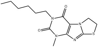 3-hexyl-1-methyl-6,7-dihydro[1,3]thiazolo[2,3-f]purine-2,4(1H,3H)-dione Struktur