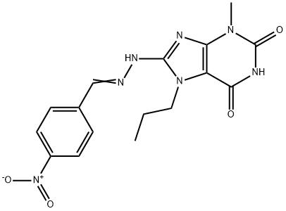 4-nitrobenzaldehyde (3-methyl-2,6-dioxo-7-propyl-2,3,6,7-tetrahydro-1H-purin-8-yl)hydrazone Struktur