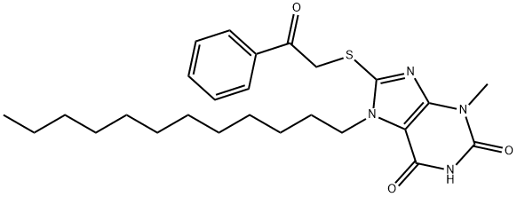 7-dodecyl-3-methyl-8-[(2-oxo-2-phenylethyl)sulfanyl]-3,7-dihydro-1H-purine-2,6-dione Struktur