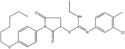 1-[4-(hexyloxy)phenyl]-2,5-dioxo-3-pyrrolidinyl N'-(3-chloro-4-methylphenyl)-N-ethylimidothiocarbamate Struktur