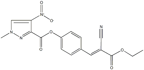 4-(2-cyano-3-ethoxy-3-oxo-1-propenyl)phenyl 4-nitro-1-methyl-1H-pyrazole-3-carboxylate Struktur