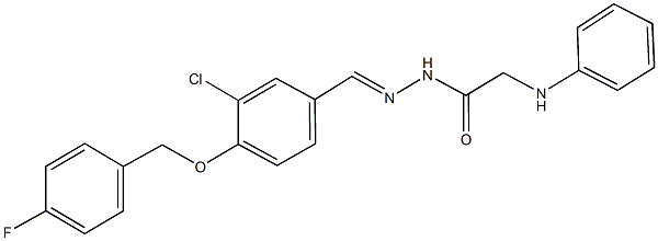 2-anilino-N'-{3-chloro-4-[(4-fluorobenzyl)oxy]benzylidene}acetohydrazide Struktur