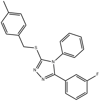 5-(3-fluorophenyl)-4-phenyl-4H-1,2,4-triazol-3-yl 4-methylbenzyl sulfide Struktur