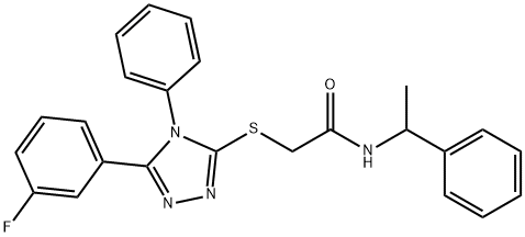 2-{[5-(3-fluorophenyl)-4-phenyl-4H-1,2,4-triazol-3-yl]sulfanyl}-N-(1-phenylethyl)acetamide Struktur