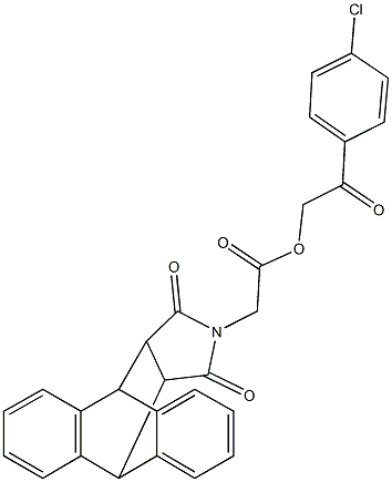 2-(4-chlorophenyl)-2-oxoethyl (16,18-dioxo-17-azapentacyclo[6.6.5.0~2,7~.0~9,14~.0~15,19~]nonadeca-2,4,6,9,11,13-hexaen-17-yl)acetate Struktur