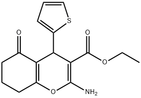 ethyl 2-amino-5-oxo-4-(2-thienyl)-5,6,7,8-tetrahydro-4H-chromene-3-carboxylate Struktur