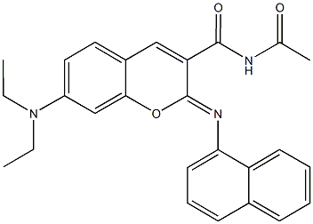 N-acetyl-7-(diethylamino)-2-(1-naphthylimino)-2H-chromene-3-carboxamide Struktur