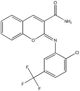 2-{[2-chloro-5-(trifluoromethyl)phenyl]imino}-2H-chromene-3-carboxamide Struktur