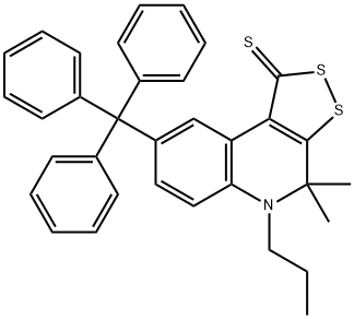 4,4-dimethyl-5-propyl-8-trityl-4,5-dihydro-1H-[1,2]dithiolo[3,4-c]quinoline-1-thione Struktur