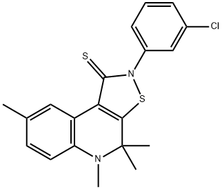 2-(3-chlorophenyl)-4,4,5,8-tetramethyl-4,5-dihydroisothiazolo[5,4-c]quinoline-1(2H)-thione Struktur