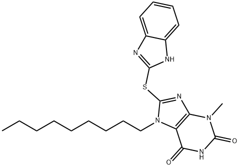 8-(1H-benzimidazol-2-ylsulfanyl)-3-methyl-7-nonyl-3,7-dihydro-1H-purine-2,6-dione Struktur