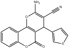 2-amino-5-oxo-4-(3-thienyl)-4H,5H-pyrano[3,2-c]chromene-3-carbonitrile Struktur