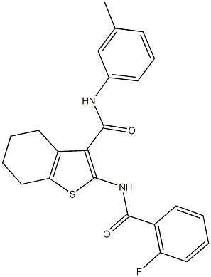 2-[(2-fluorobenzoyl)amino]-N-(3-methylphenyl)-4,5,6,7-tetrahydro-1-benzothiophene-3-carboxamide Struktur