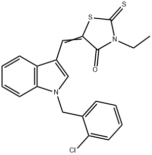 5-{[1-(2-chlorobenzyl)-1H-indol-3-yl]methylene}-3-ethyl-2-thioxo-1,3-thiazolidin-4-one Struktur