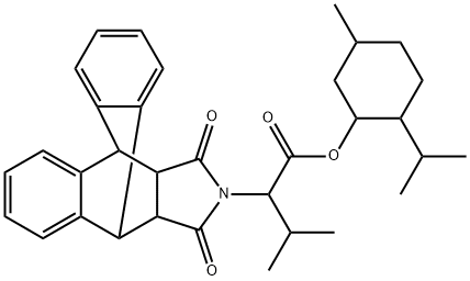 2-isopropyl-5-methylcyclohexyl 2-(16,18-dioxo-17-azapentacyclo[6.6.5.0~2,7~.0~9,14~.0~15,19~]nonadeca-2,4,6,9,11,13-hexaen-17-yl)-3-methylbutanoate Struktur