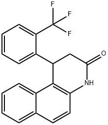 1-[2-(trifluoromethyl)phenyl]-1,4-dihydrobenzo[f]quinolin-3(2H)-one Struktur