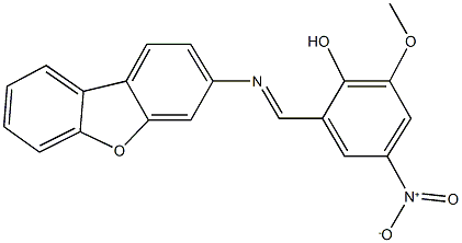 2-[(dibenzo[b,d]furan-3-ylimino)methyl]-4-nitro-6-methoxyphenol Struktur