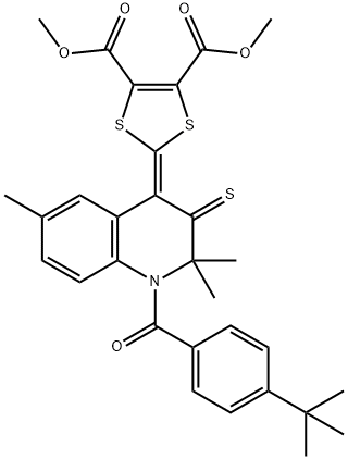 dimethyl 2-(1-(4-tert-butylbenzoyl)-2,2,6-trimethyl-3-thioxo-2,3-dihydroquinolin-4(1H)-ylidene)-1,3-dithiole-4,5-dicarboxylate Struktur