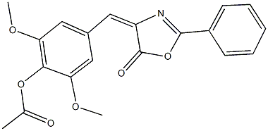 2,6-dimethoxy-4-[(5-oxo-2-phenyl-1,3-oxazol-4(5H)-ylidene)methyl]phenyl acetate Struktur