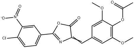 4-[(2-{4-chloro-3-nitrophenyl}-5-oxo-1,3-oxazol-4(5H)-ylidene)methyl]-2,6-dimethoxyphenyl acetate Struktur