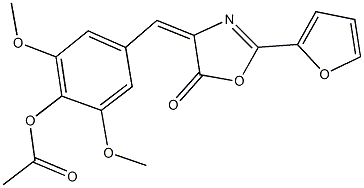 4-[(2-(2-furyl)-5-oxo-1,3-oxazol-4(5H)-ylidene)methyl]-2,6-dimethoxyphenyl acetate Struktur