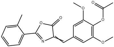 2,6-dimethoxy-4-[(2-(2-methylphenyl)-5-oxo-1,3-oxazol-4(5H)-ylidene)methyl]phenyl acetate Struktur