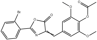 4-[(2-(2-bromophenyl)-5-oxo-1,3-oxazol-4(5H)-ylidene)methyl]-2,6-dimethoxyphenyl acetate Struktur