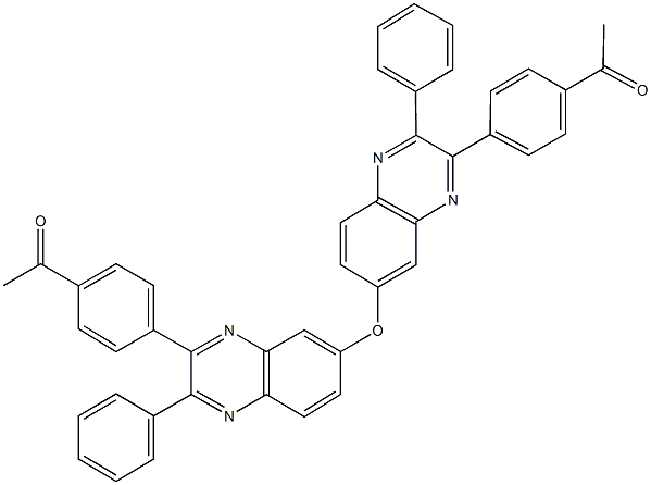 1-[4-(7-{[3-(4-acetylphenyl)-2-phenyl-6-quinoxalinyl]oxy}-3-phenyl-2-quinoxalinyl)phenyl]ethanone Struktur